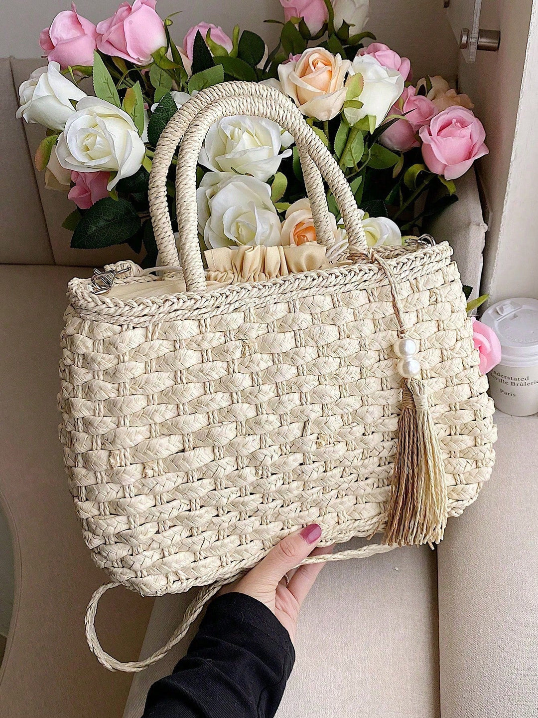 Irene | Bolso de Paja con Borlas