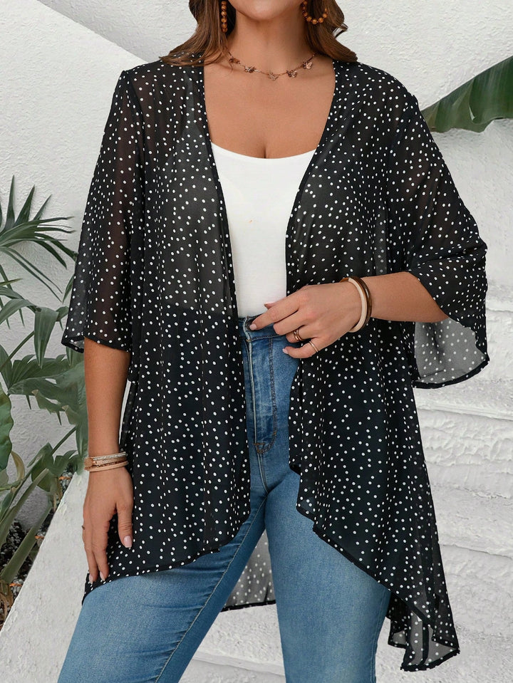 Paola | Chaqueta Curvy Jacquard de Manga Tres Cuartos