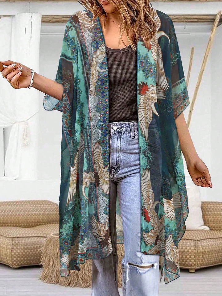 Dalia | Cárdigan Curvy Bohemio con Grullas