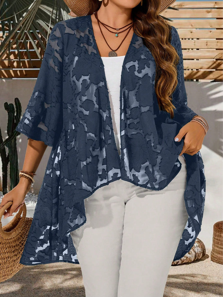 Paola | Chaqueta Curvy Jacquard de Manga Tres Cuartos