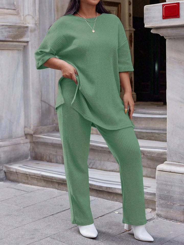 Natalia | Conjunto Curvy de Algodón con Pantalón Recto