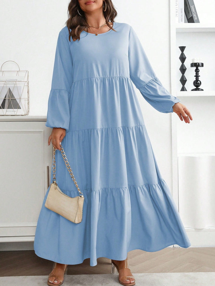 Lucía | Vestido Maxi Curvy con Mangas Globo