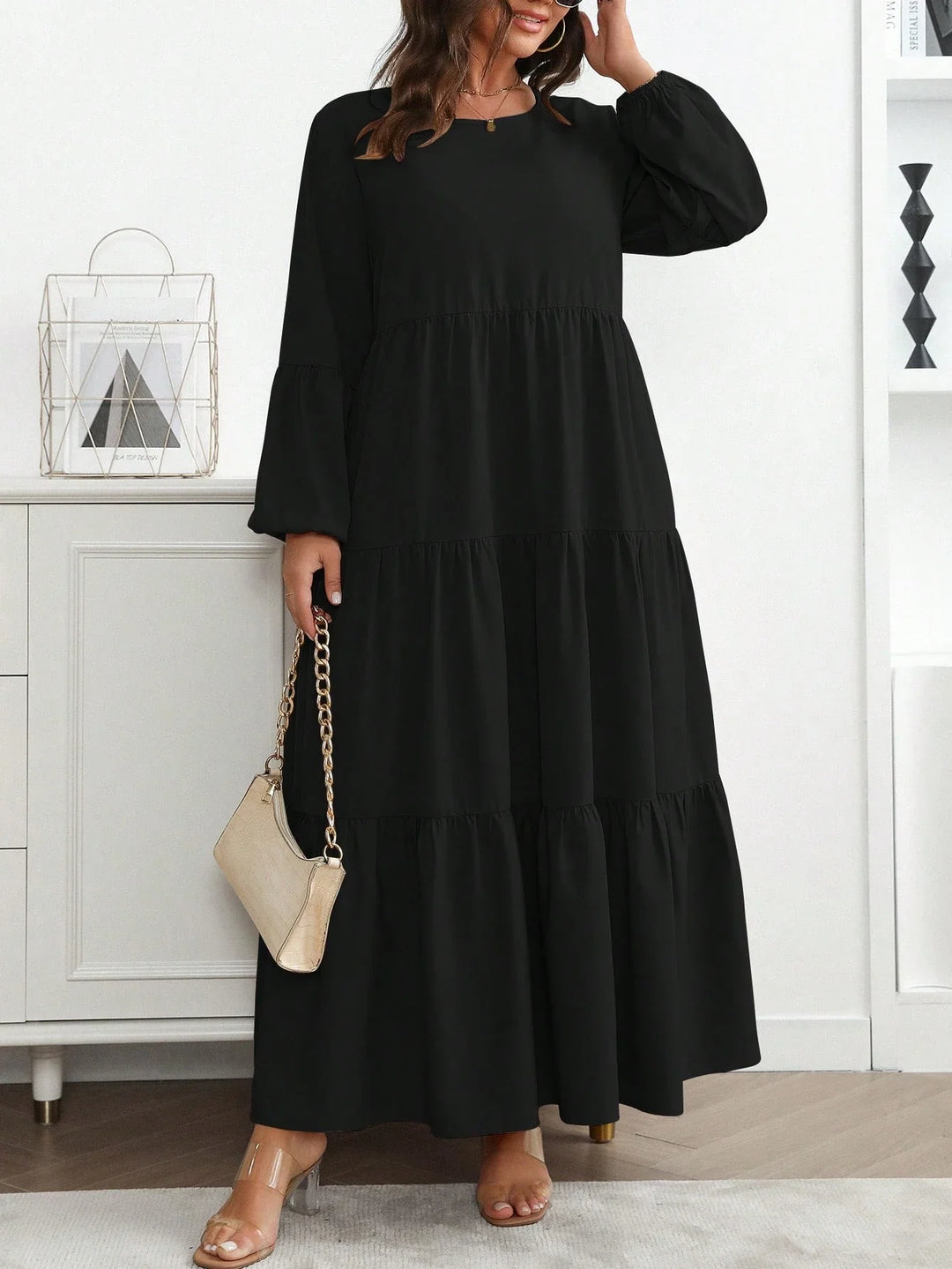 Lucía | Vestido Maxi Curvy con Mangas Globo