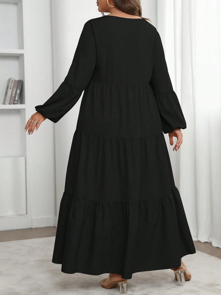 Lucía | Vestido Maxi Curvy con Mangas Globo