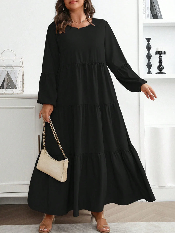 Lucía | Vestido Maxi Curvy con Mangas Globo