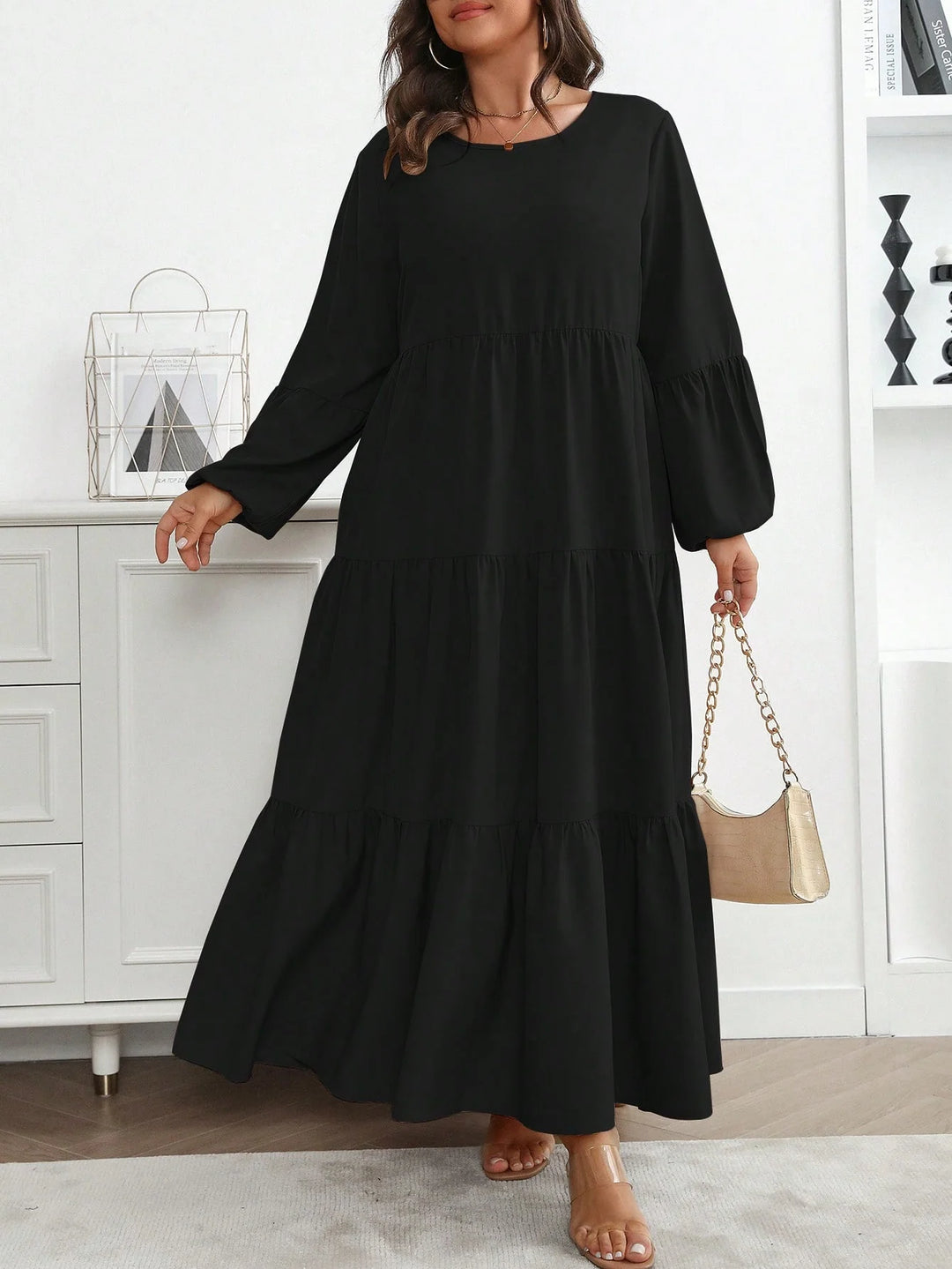 Lucía | Vestido Maxi Curvy con Mangas Globo