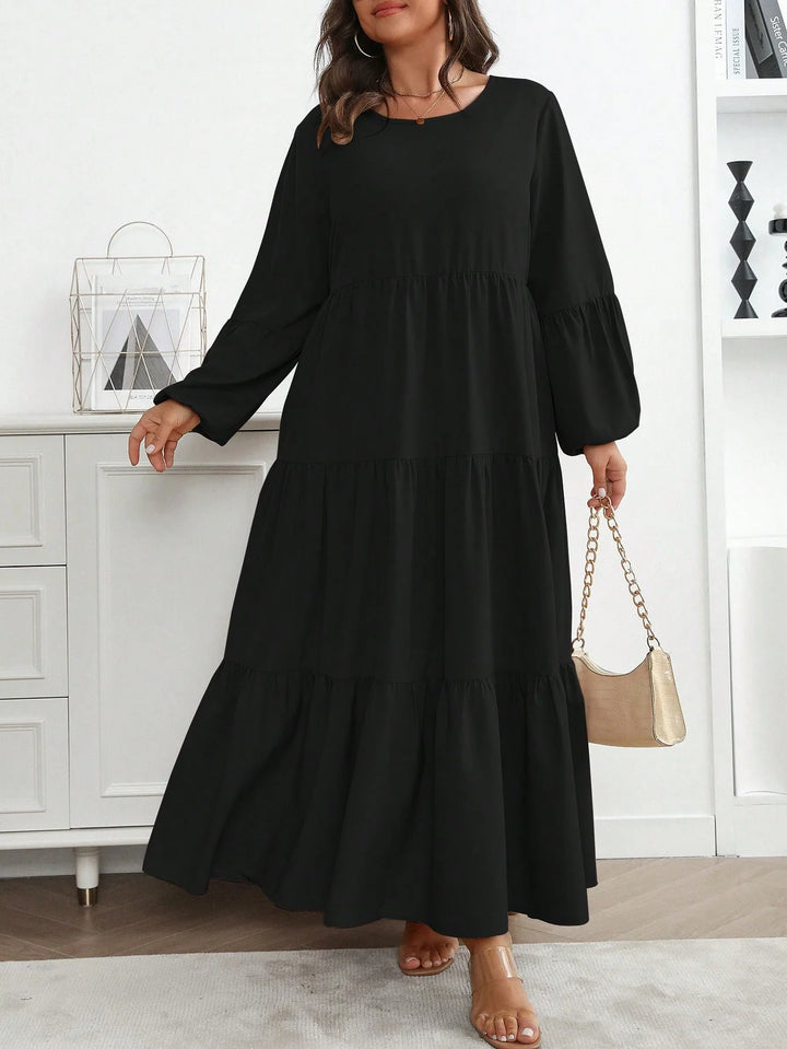 Lucía | Vestido Maxi Curvy con Mangas Globo