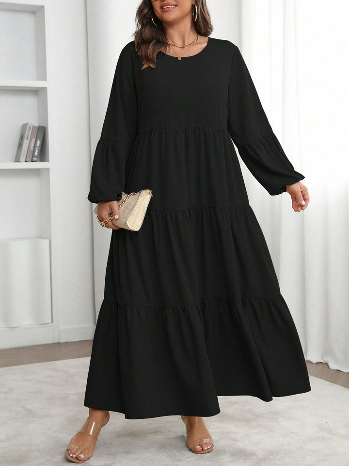 Lucía | Vestido Maxi Curvy con Mangas Globo