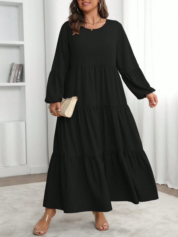 Lucía | Vestido Maxi Curvy con Mangas Globo