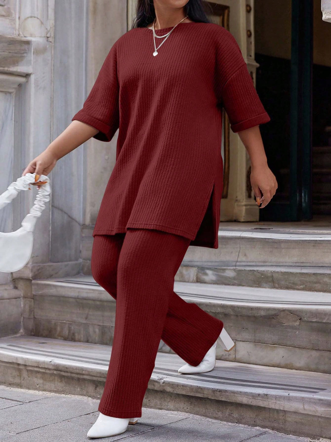 Natalia | Conjunto Curvy de Algodón con Pantalón Recto