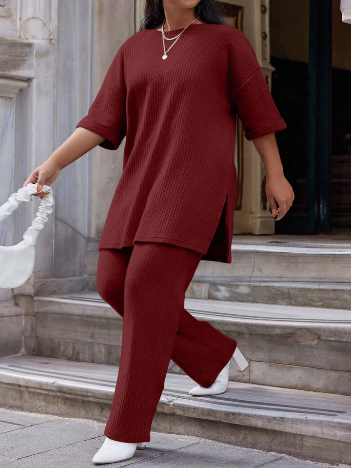 Natalia | Conjunto Curvy de Algodón con Pantalón Recto