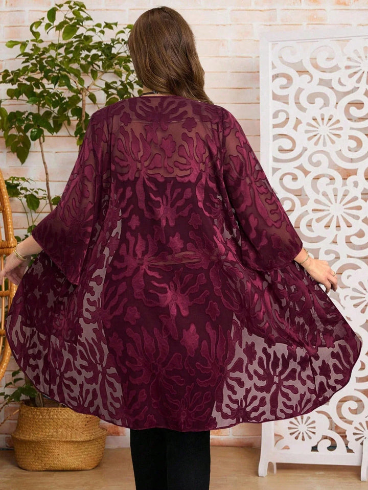 Paola | Chaqueta Curvy Jacquard de Manga Tres Cuartos
