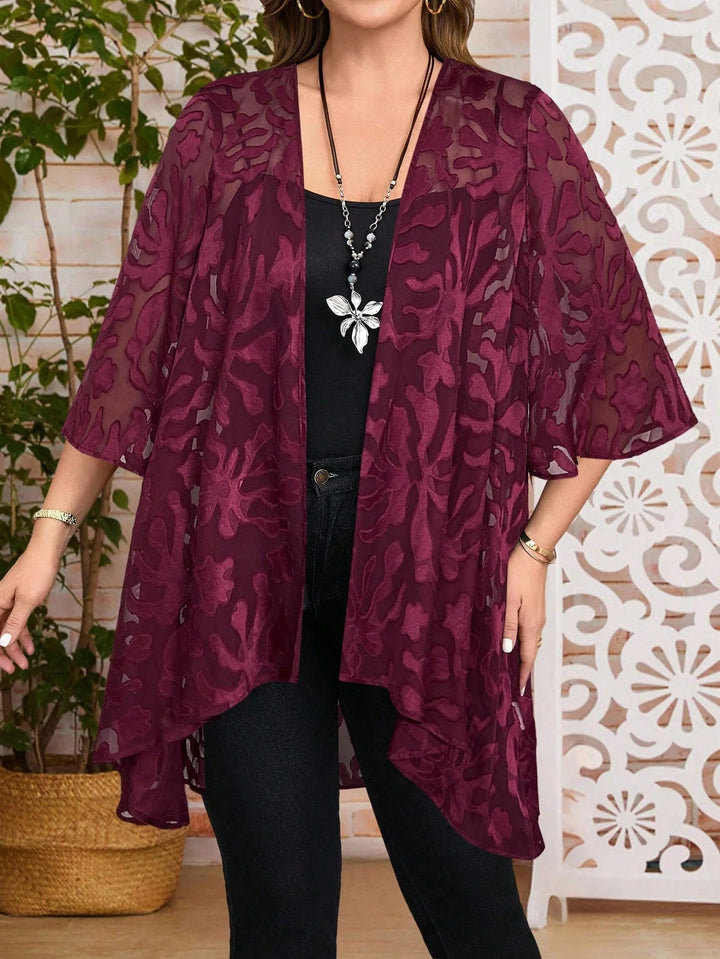 Paola | Chaqueta Curvy Jacquard de Manga Tres Cuartos