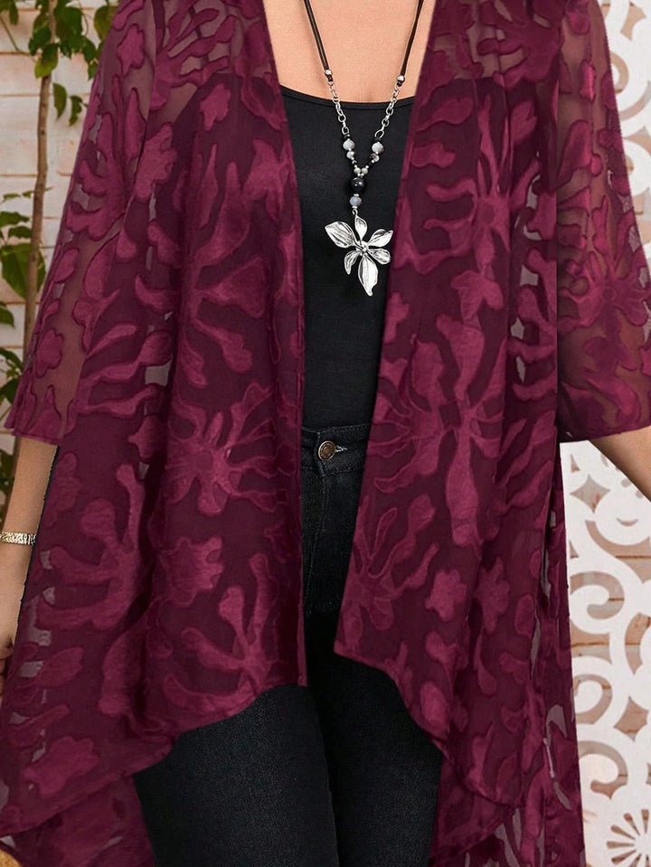 Paola | Chaqueta Curvy Jacquard de Manga Tres Cuartos