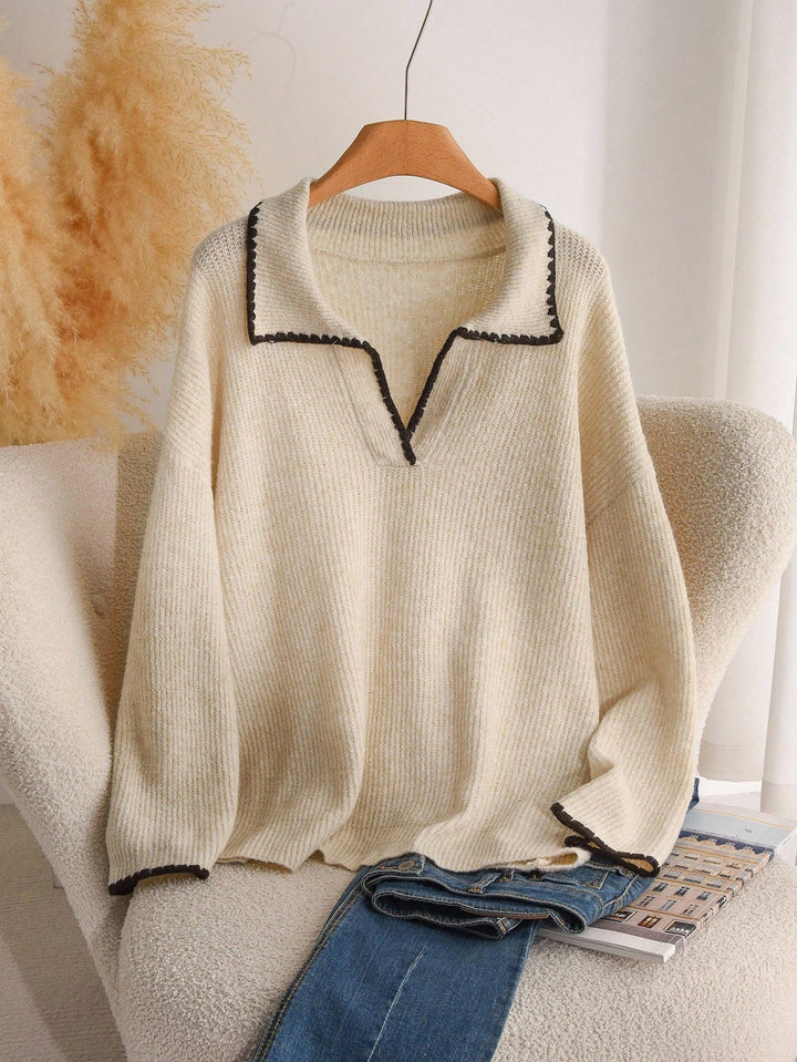 Candela | Jersey Curvy de Escote en V y Pata de Gallo
