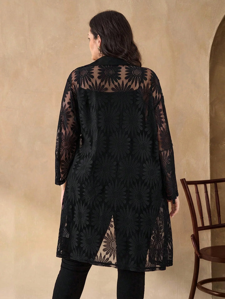 Olalla | Camisa Curvy Larga con Botones y Encaje
