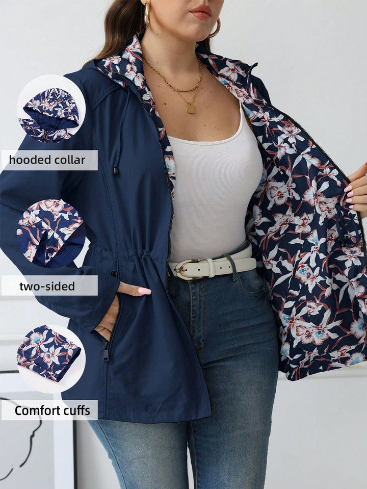 María | Chaqueta Cortavientos Curvy Reversible con Capucha