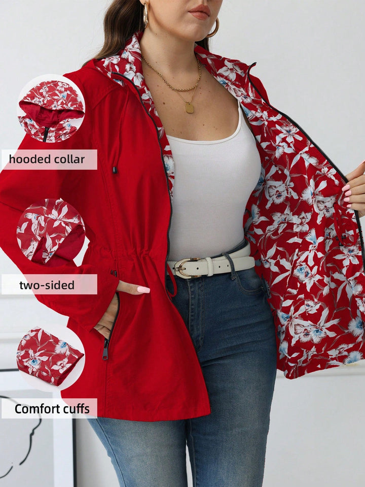 María | Chaqueta Cortavientos Curvy Reversible con Capucha