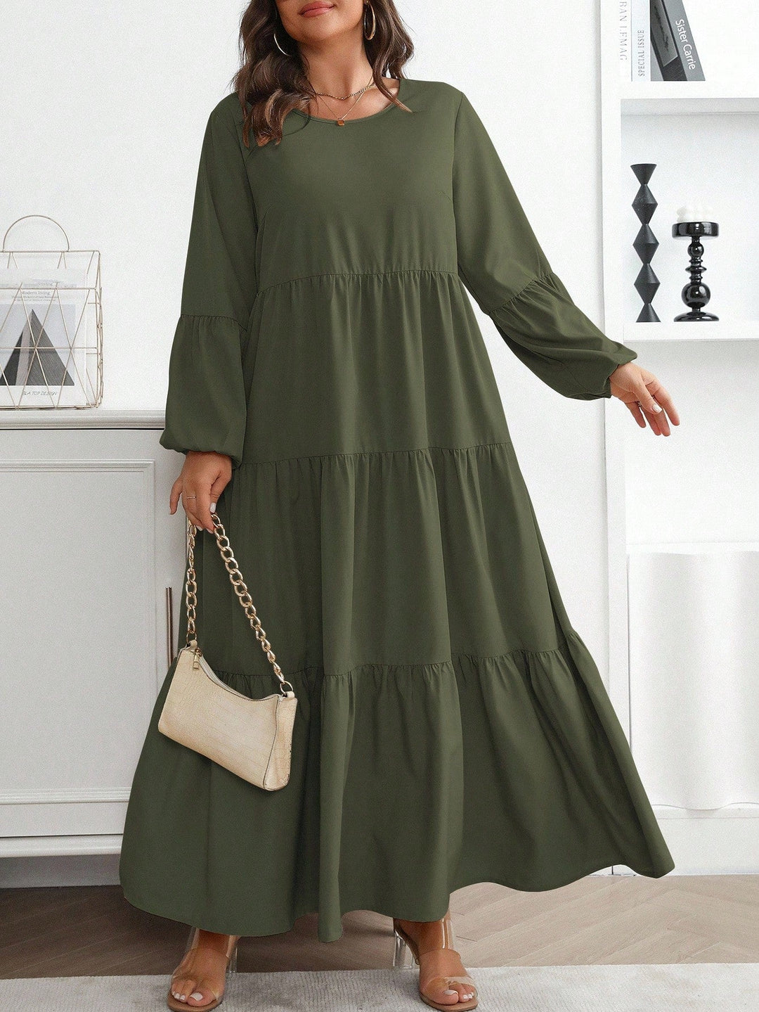 Lucía | Vestido Maxi Curvy con Mangas Globo