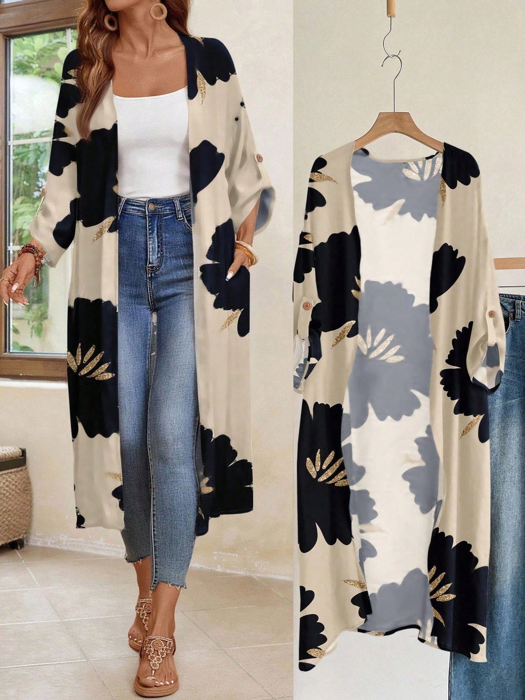 Vanina | Cárdigan Curvy Blanco de Manga Kimono