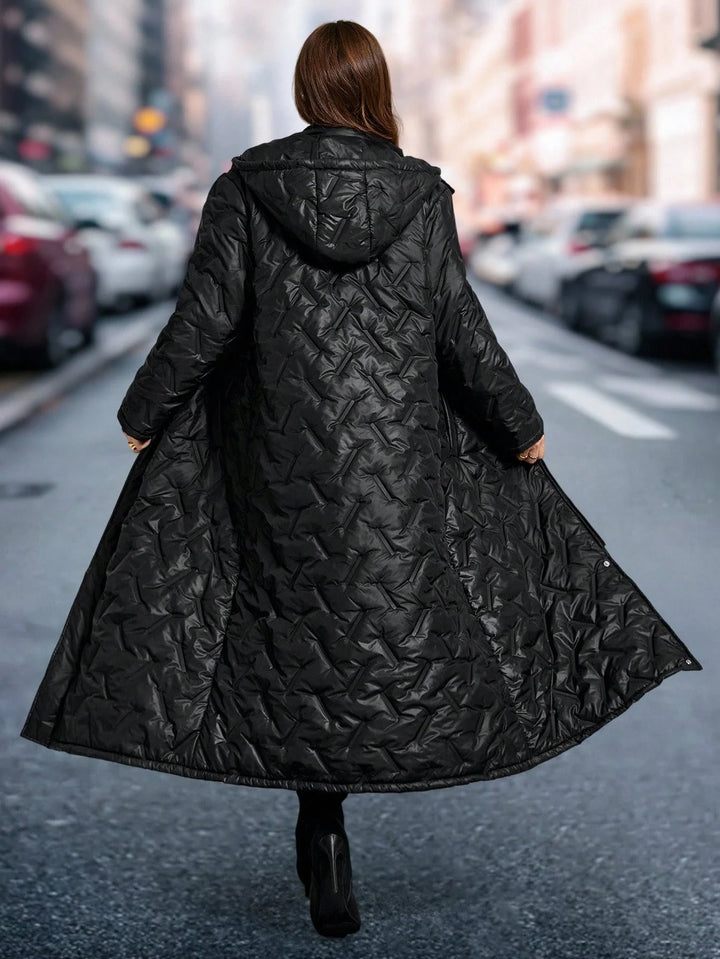 Fabiola | Abrigo Curvy Acolchado Negro con Bolsillos