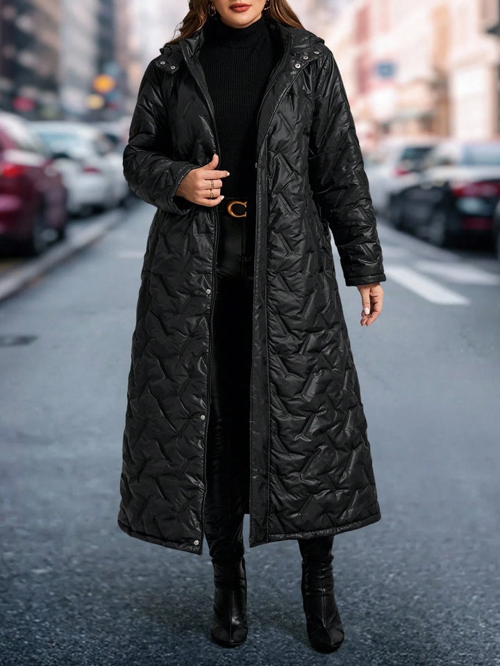 Fabiola | Abrigo Curvy Acolchado Negro con Bolsillos