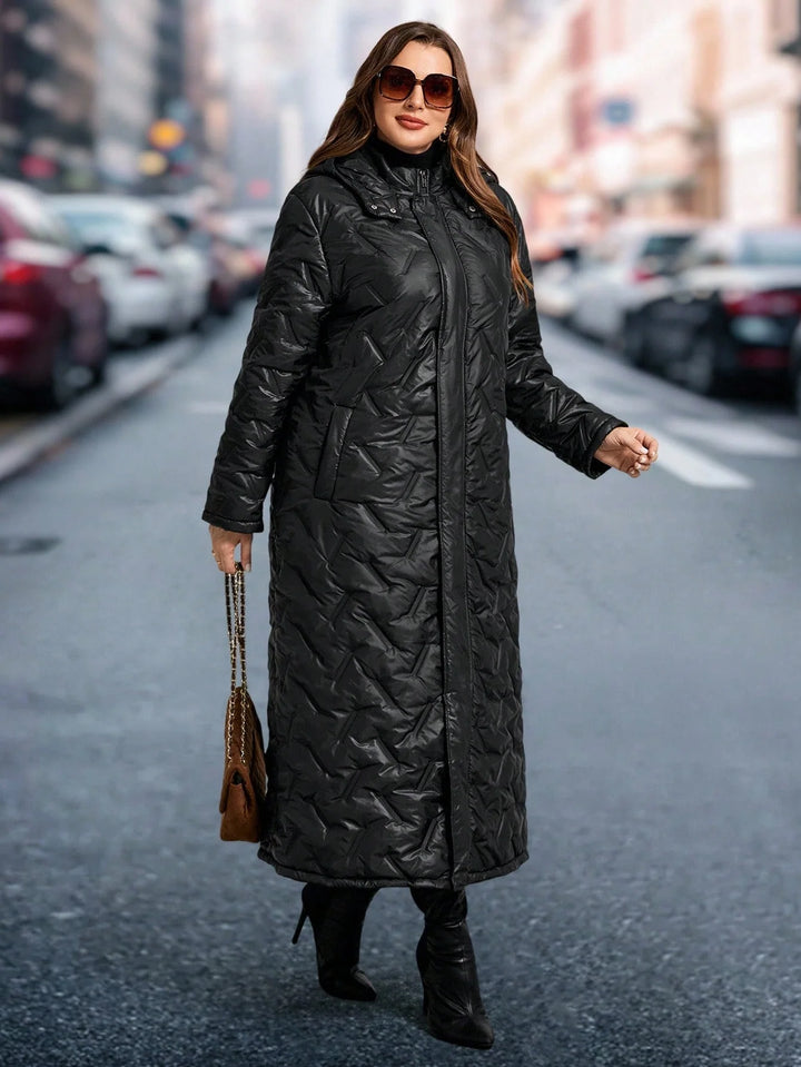 Fabiola | Abrigo Curvy Acolchado Negro con Bolsillos