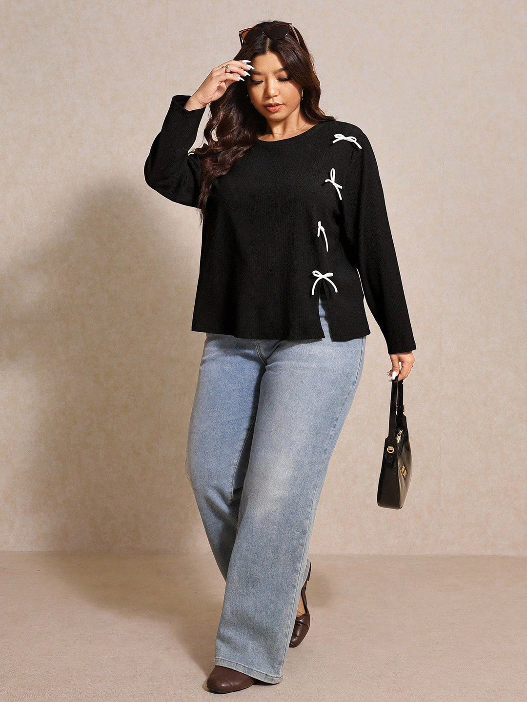Marina | Top Curvy con Lazo y Cuello Redondo