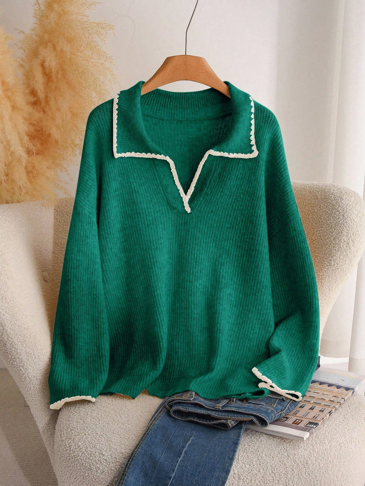 Candela | Jersey Curvy de Escote en V y Pata de Gallo