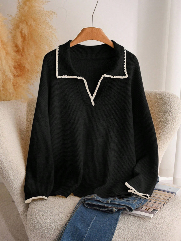 Candela | Jersey Curvy de Escote en V y Pata de Gallo