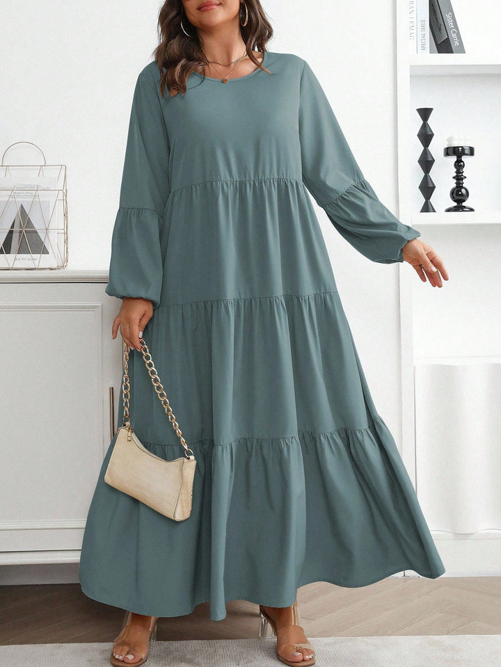 Lucía | Vestido Maxi Curvy con Mangas Globo