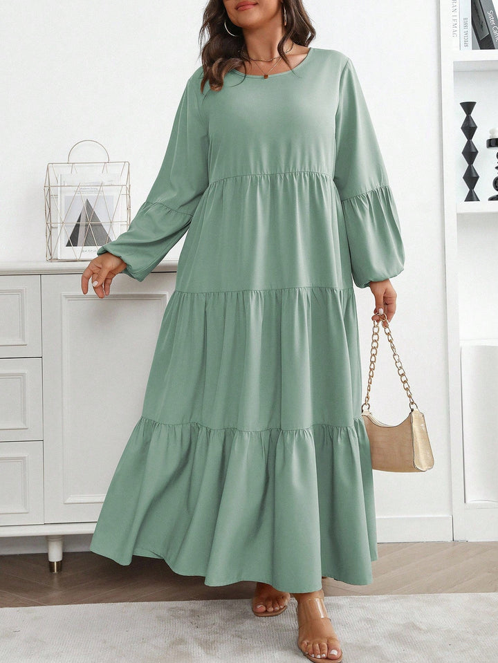 Lucía | Vestido Maxi Curvy con Mangas Globo