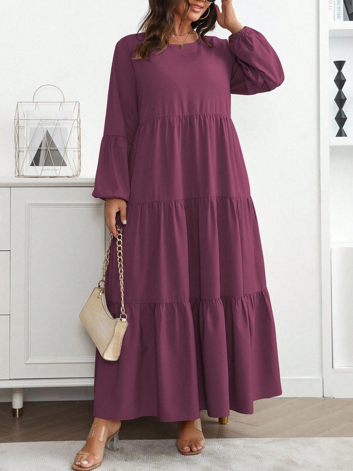 Lucía | Vestido Maxi Curvy con Mangas Globo