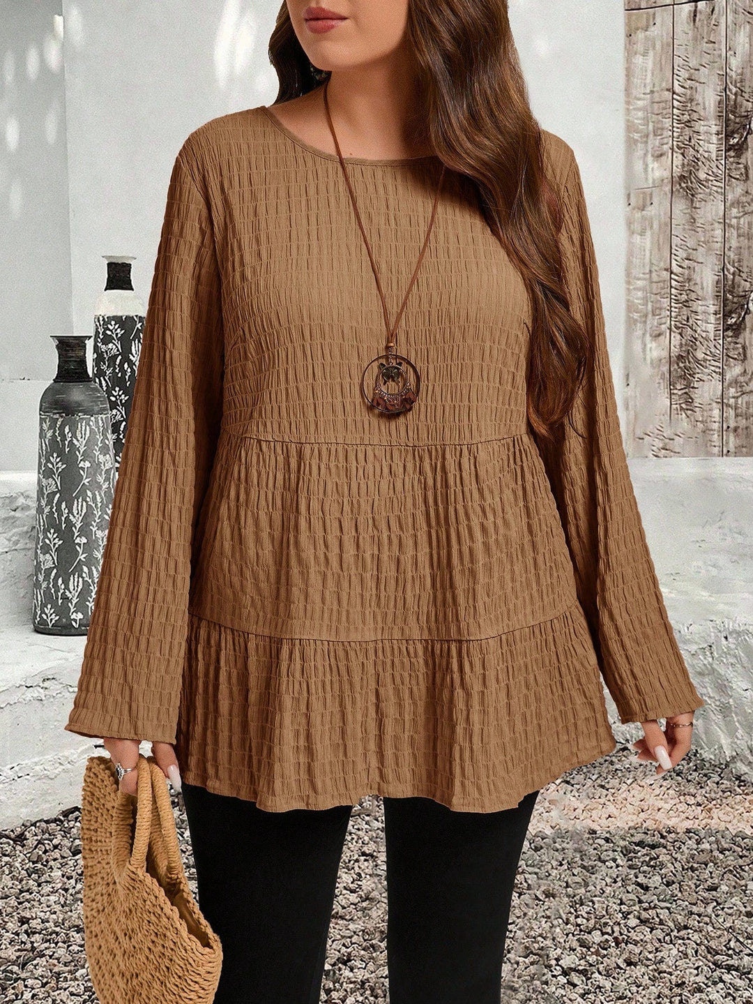Olivia | Blusa Curvy Plisada de Manga Larga