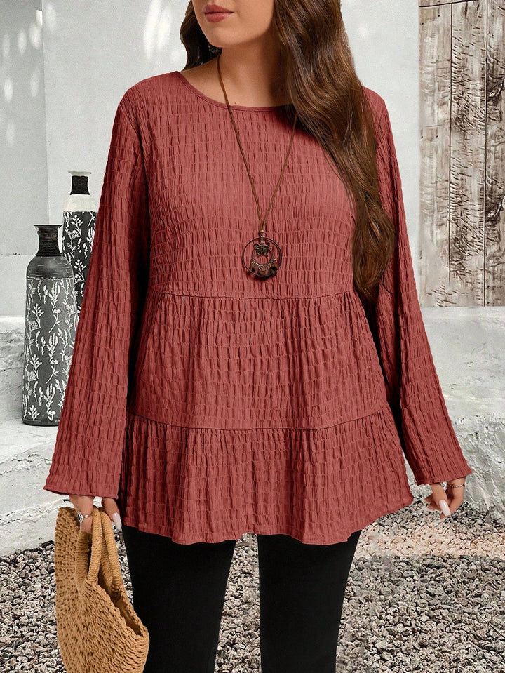 Olivia | Blusa Curvy Plisada de Manga Larga