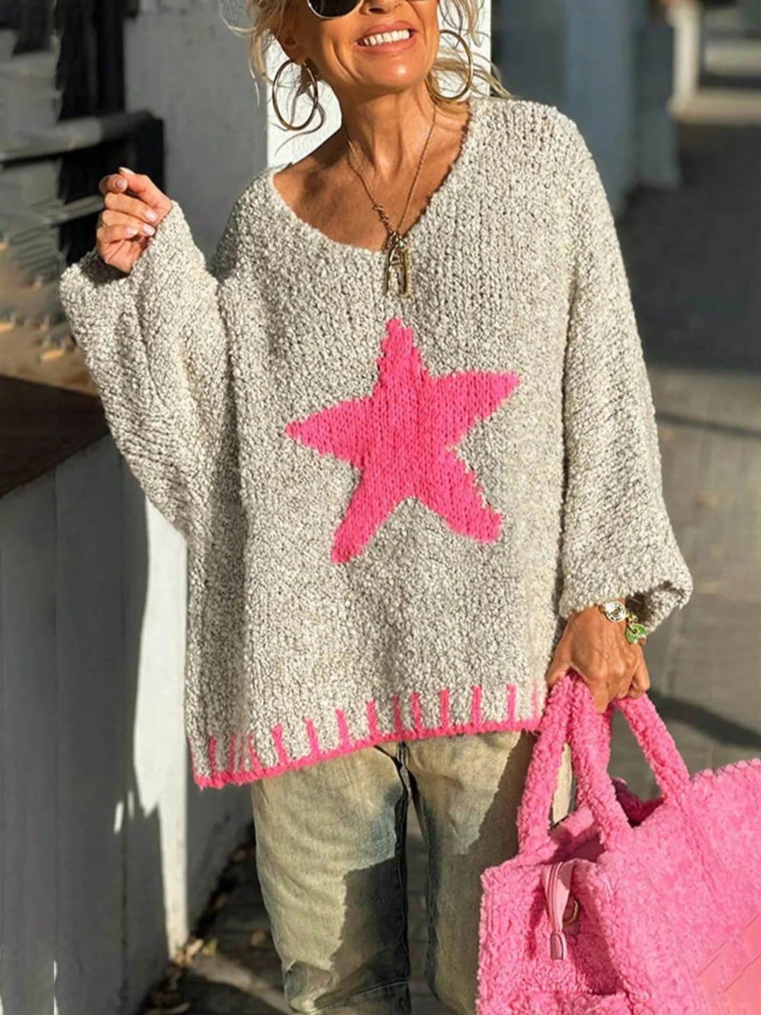 Celia | Jersey Curvy de Punto con Estrellas