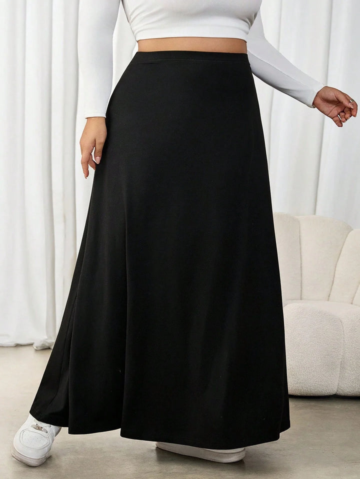 Raquel | Falda Midi Curvy Negra de Talle Alto