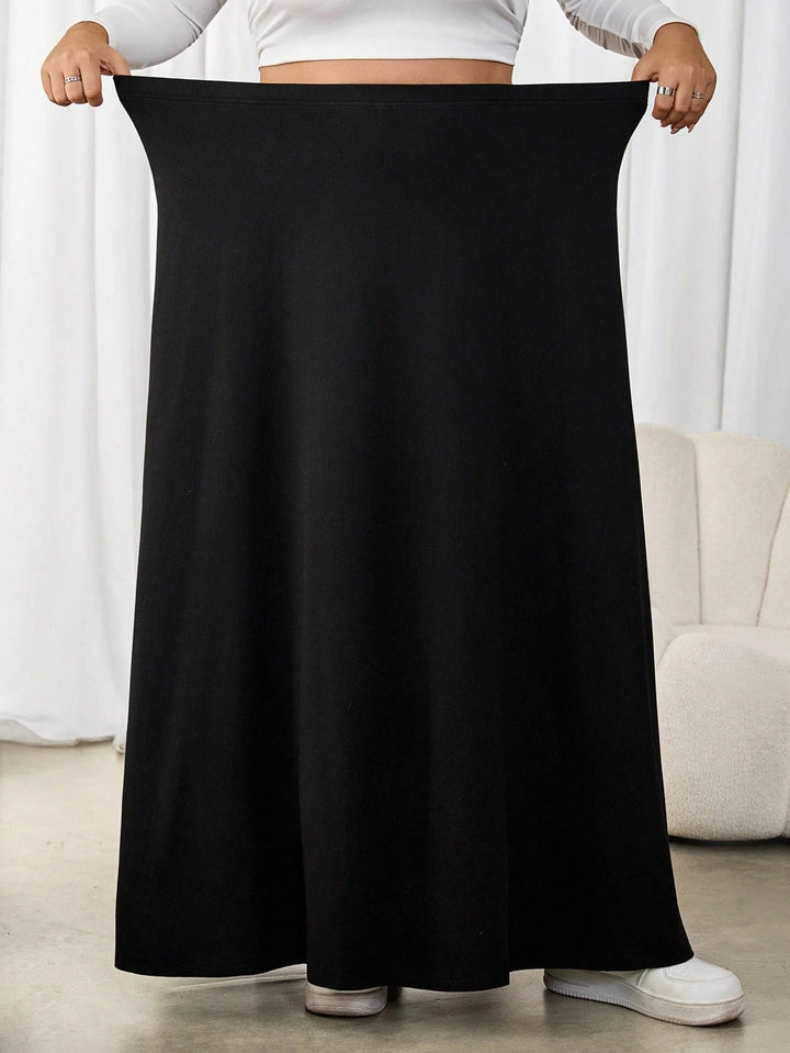 Raquel | Falda Midi Curvy Negra de Talle Alto