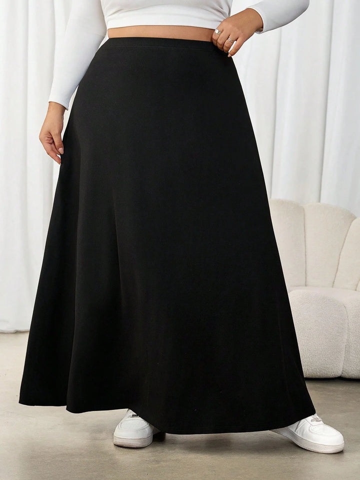 Raquel | Falda Midi Curvy Negra de Talle Alto