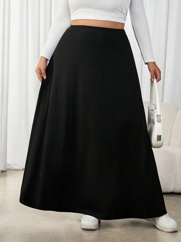 Raquel | Falda Midi Curvy Negra de Talle Alto