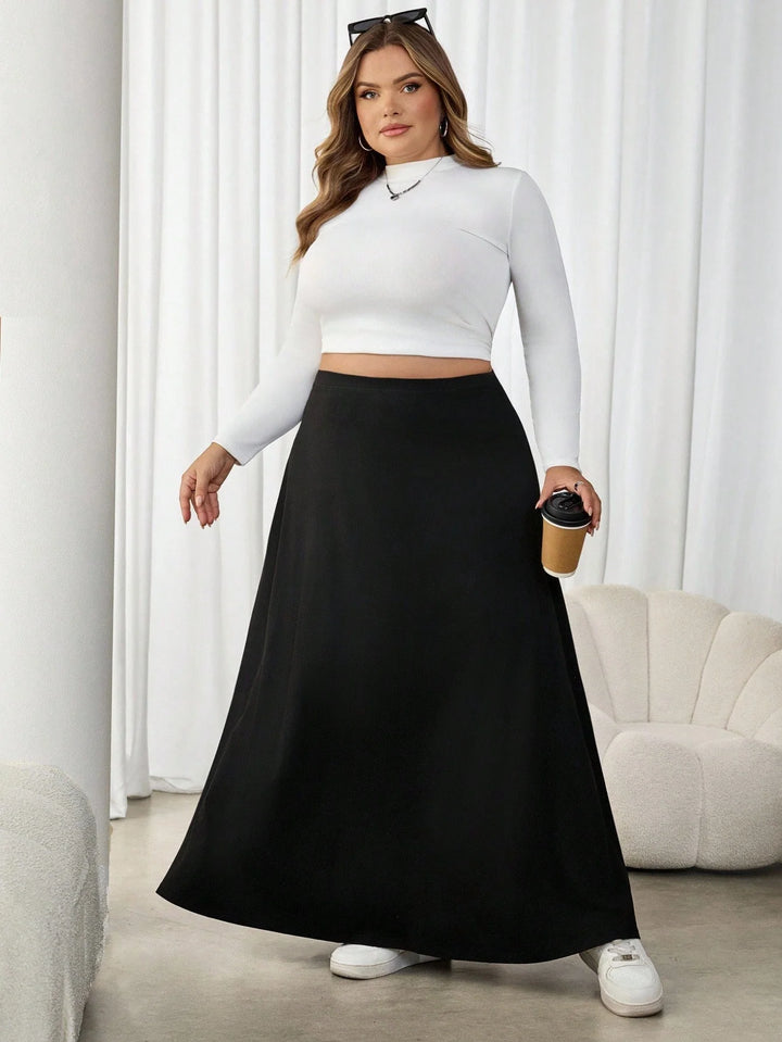 Raquel | Falda Midi Curvy Negra de Talle Alto