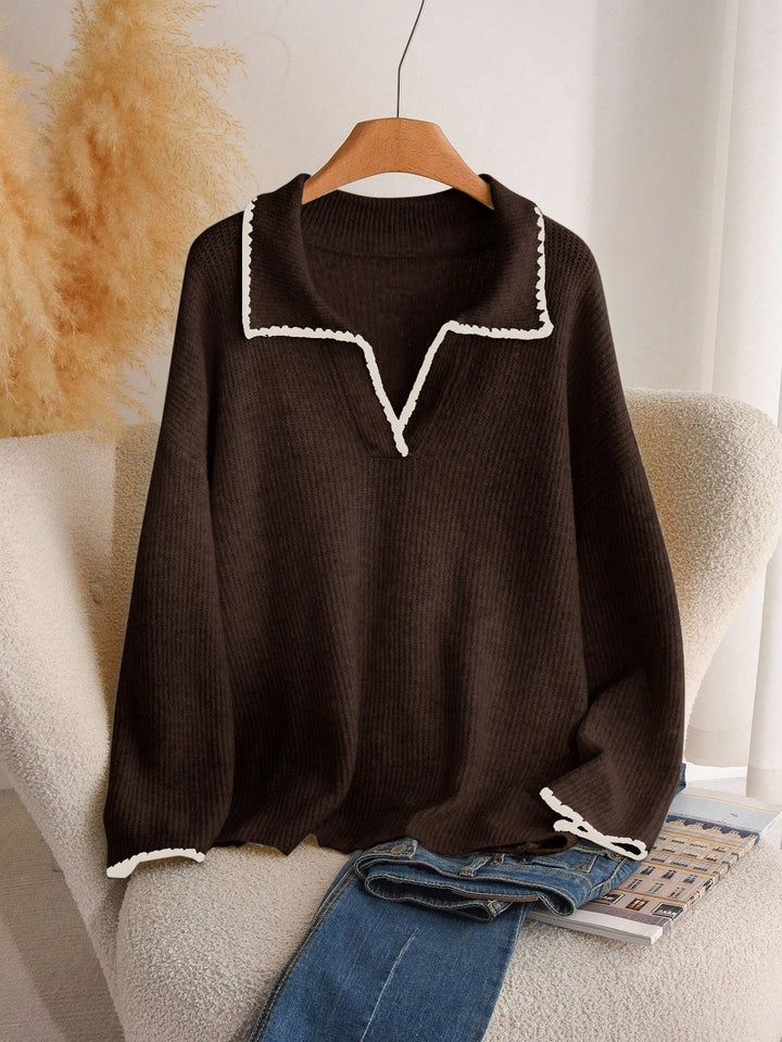 Candela | Jersey Curvy de Escote en V y Pata de Gallo