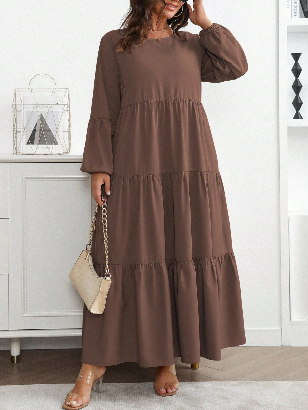 Lucía | Vestido Maxi Curvy con Mangas Globo