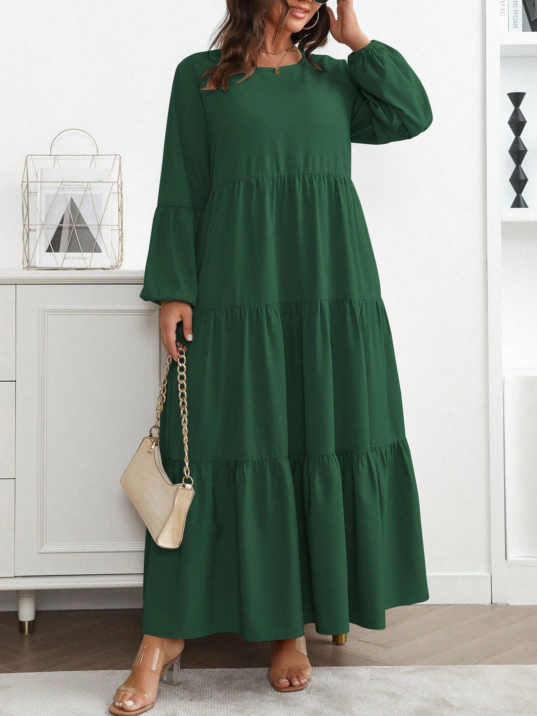 Lucía | Vestido Maxi Curvy con Mangas Globo