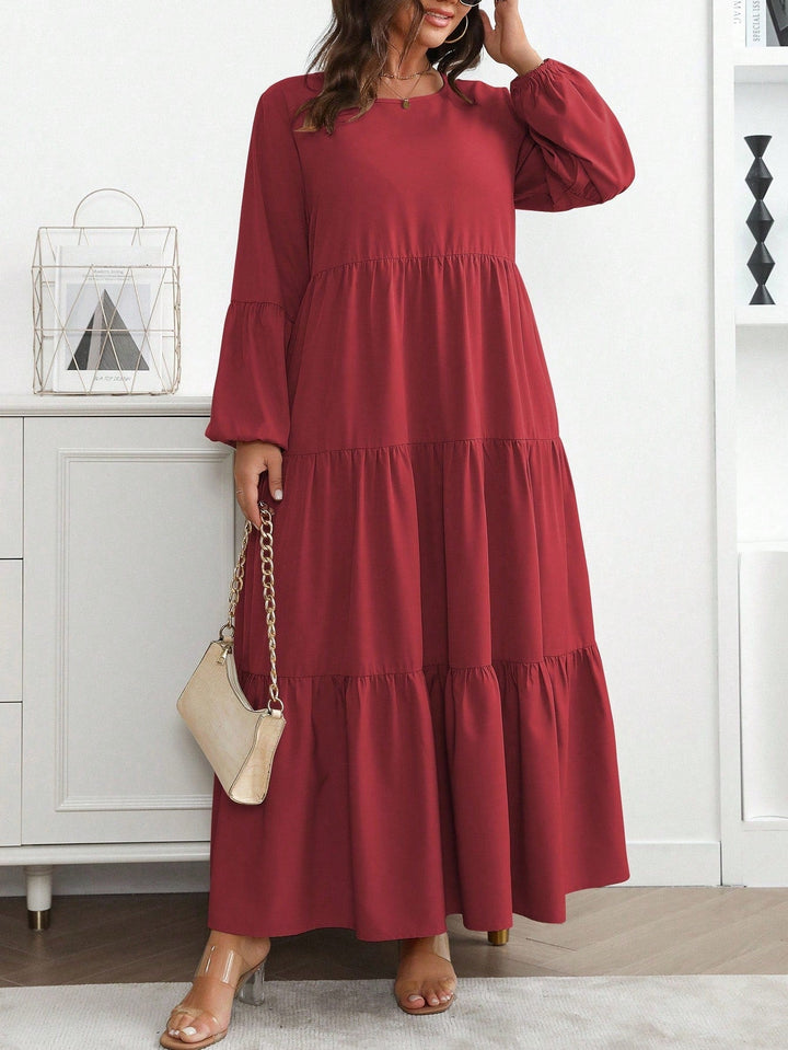 Lucía | Vestido Maxi Curvy con Mangas Globo