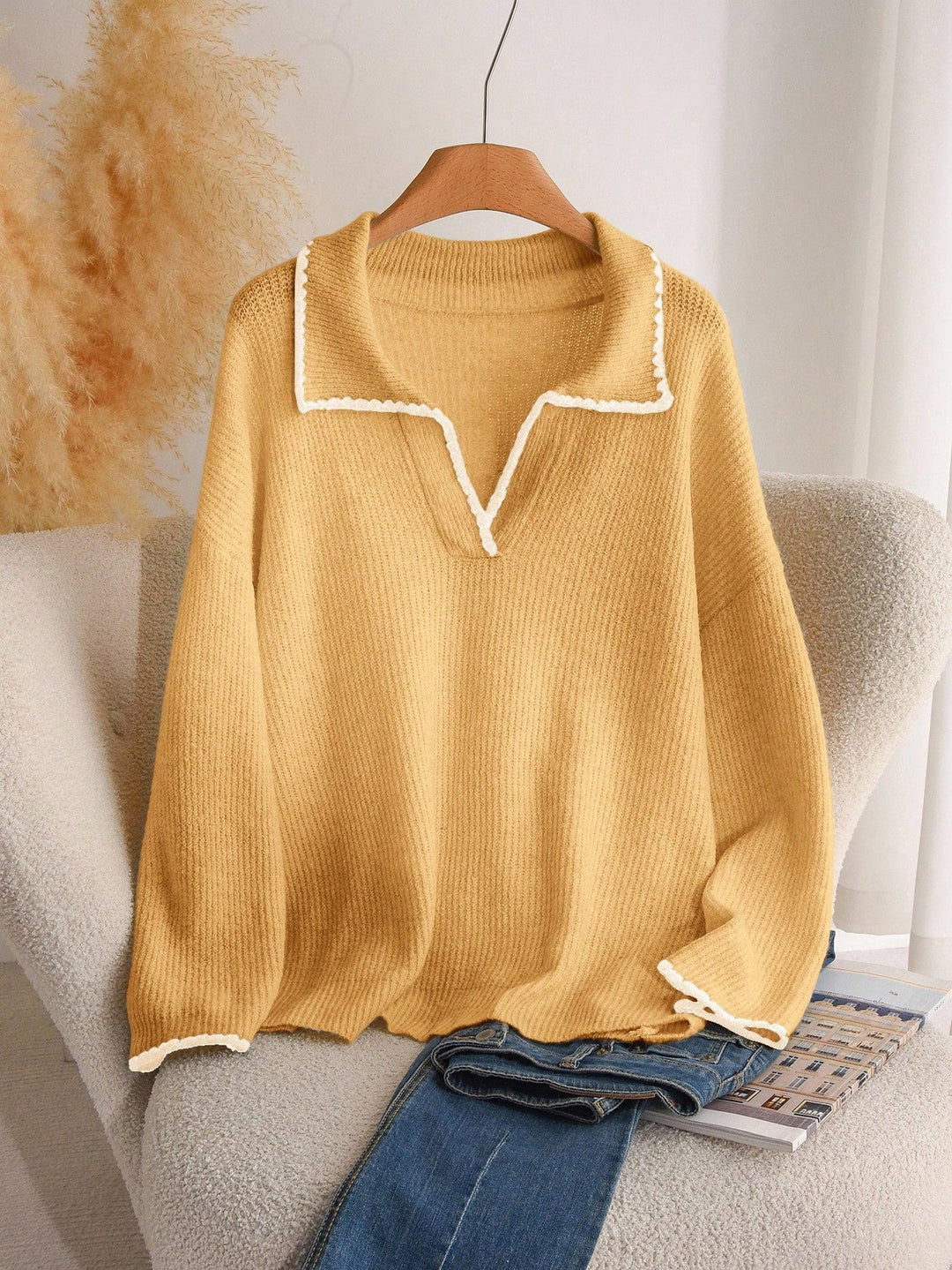 Candela | Jersey Curvy de Escote en V y Pata de Gallo