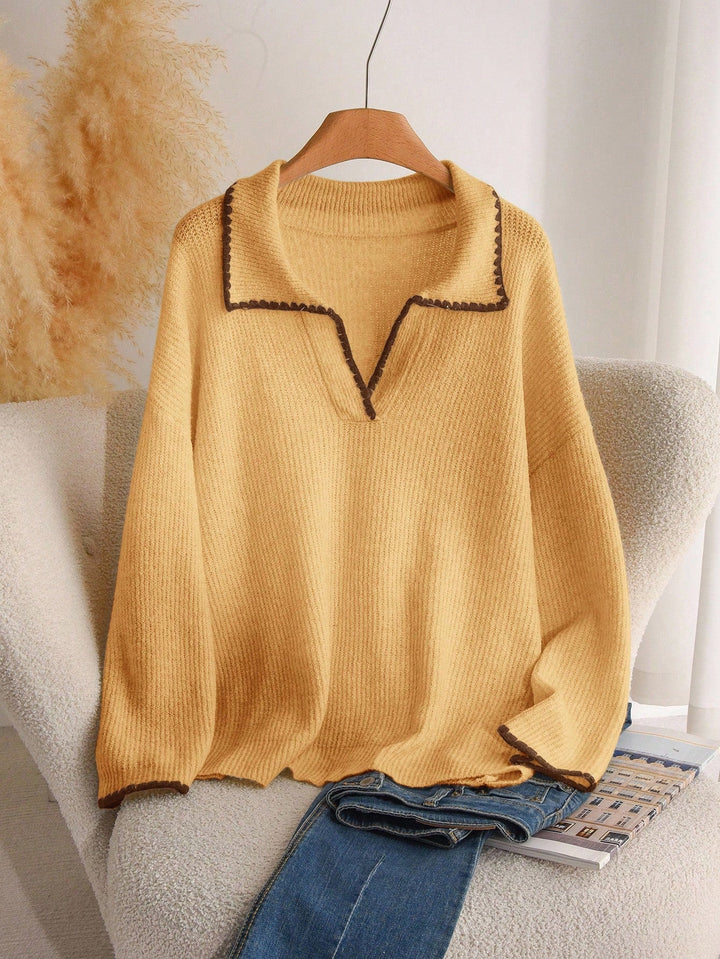 Candela | Jersey Curvy de Escote en V y Pata de Gallo