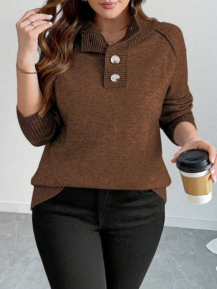 Blanca | Jersey Curvy con Cuello Mao y Botones