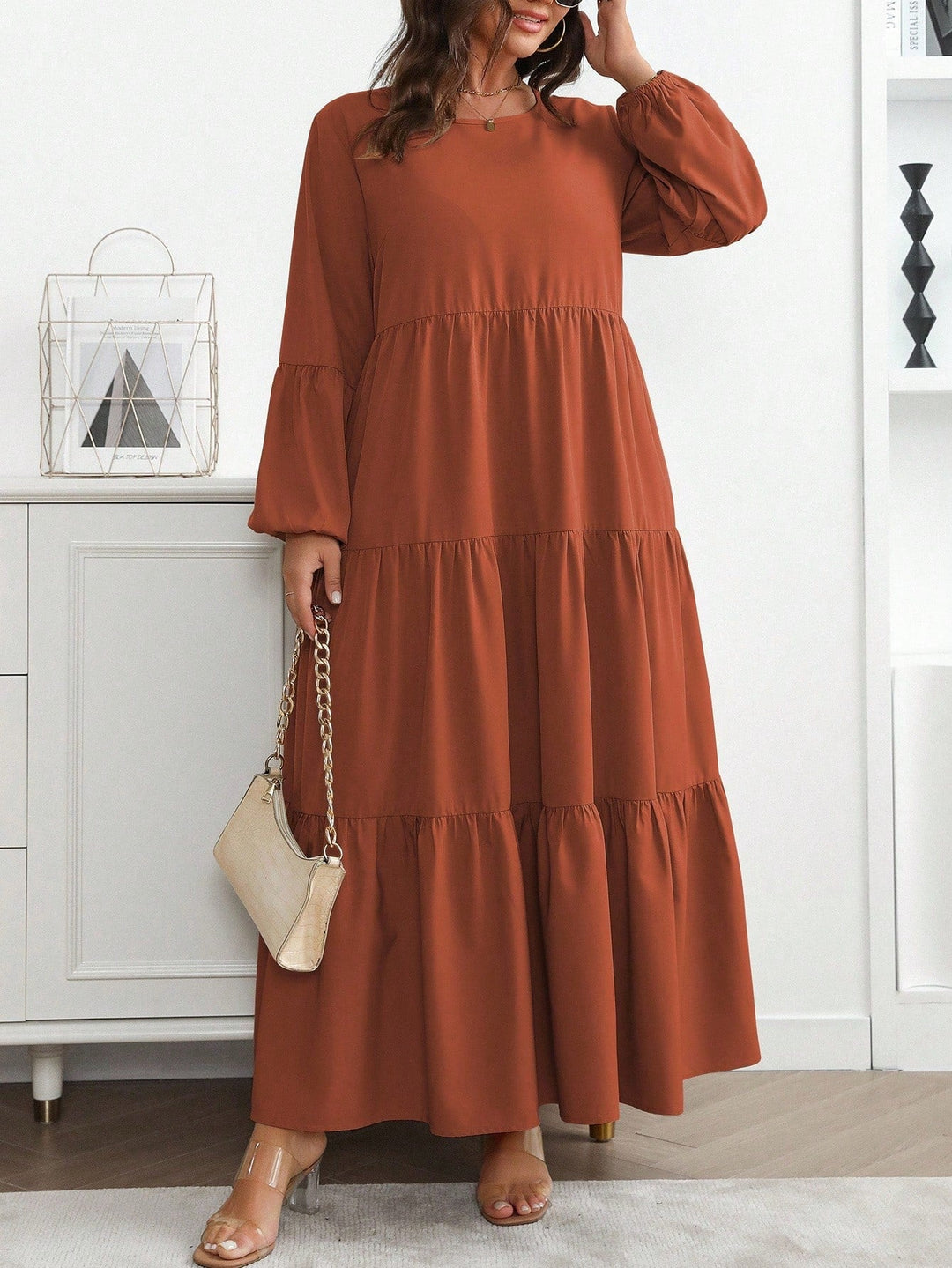 Lucía | Vestido Maxi Curvy con Mangas Globo