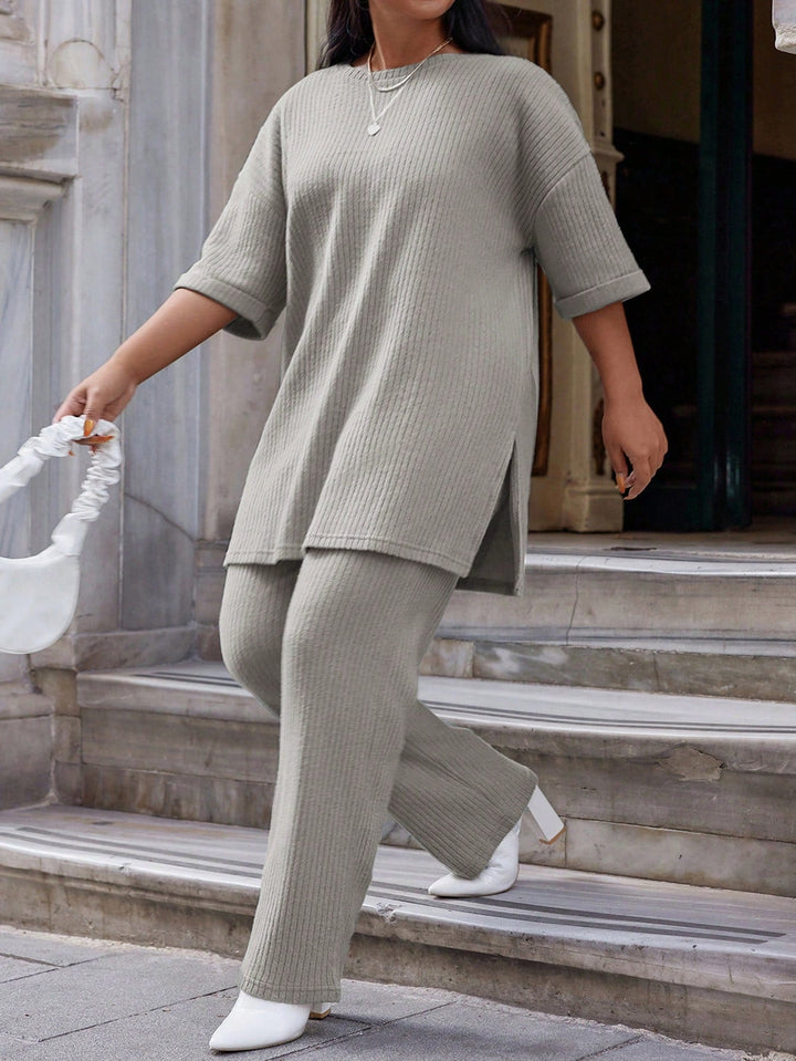 Natalia | Conjunto Curvy de Algodón con Pantalón Recto